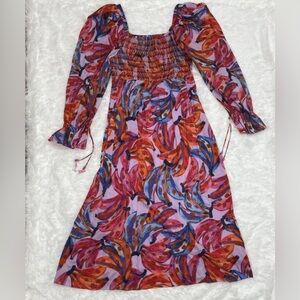 Farm Rio Womens Size XL Midi Floral Anthropologie Dress Resortwear Lined Beaded